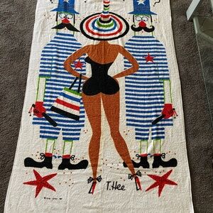 Vintage Beach Towel, Beach Hat, Keystone Cops, Disney Artist T. Hee